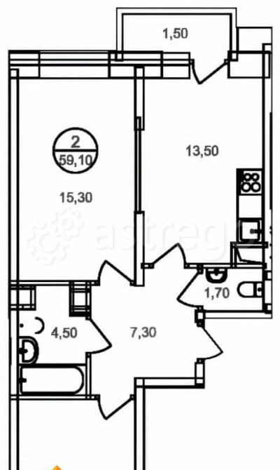 2-комн. квартира, 60 м2, 4/17 эт. Люберцы - изображение 5
