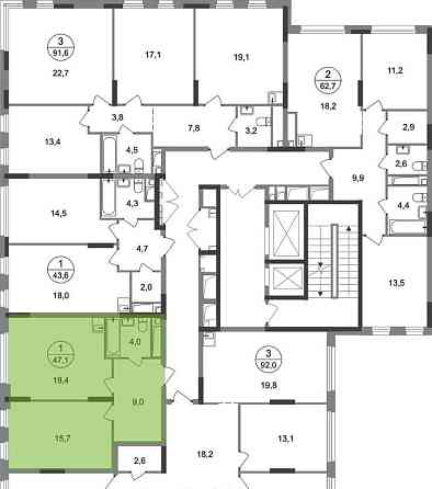 1-комн. квартира, 47 м2, 11/17 эт. Москва