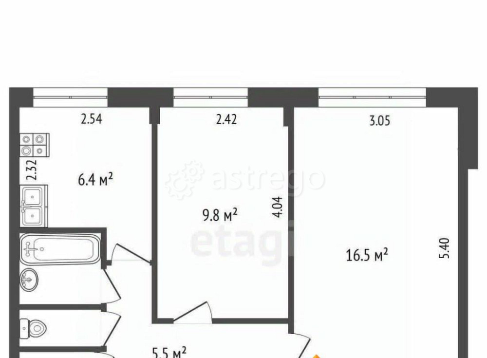 2-комн. квартира, 42.7 м2, 1/9 эт. Архангельск - изображение 6