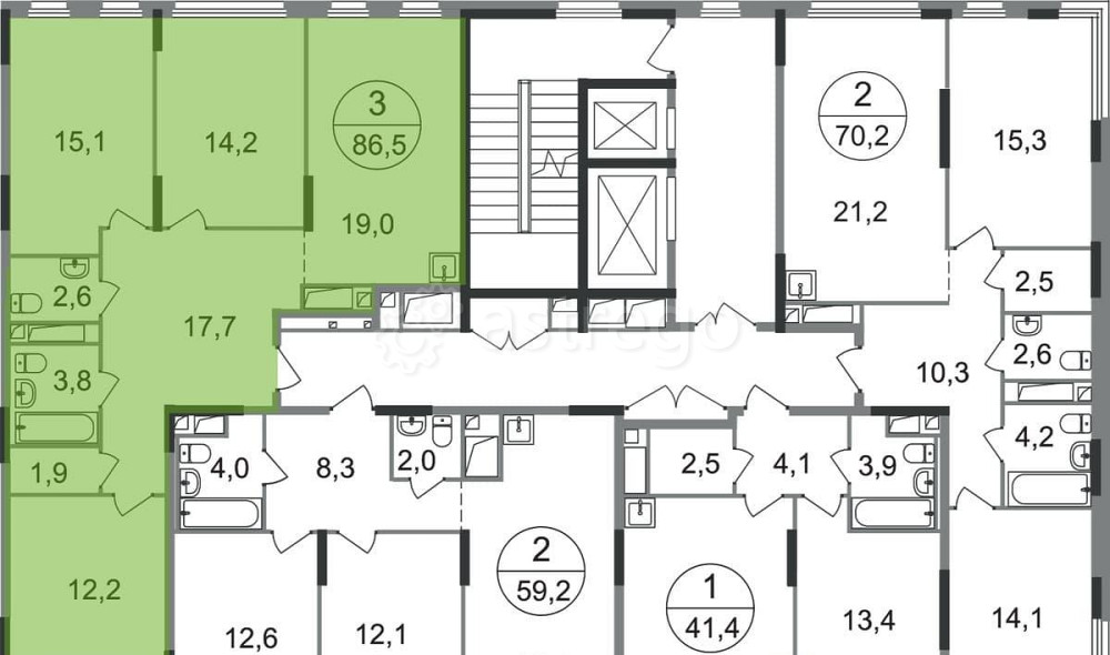 3-комн. квартира, 86 м2, 14/17 эт. Москва - изображение 9