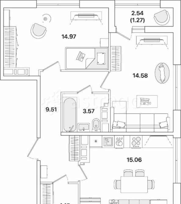 3-комн. квартира, 79.5 м2, 11/12 эт. Санкт-Петербург - изображение 1