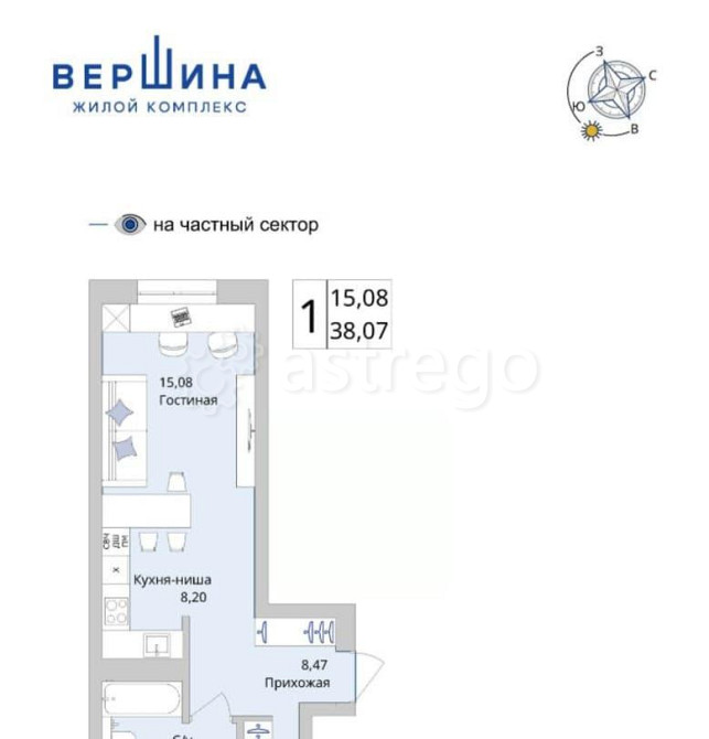 Студия, 38.07 м2, 19/25 эт. Уфа - изображение 6
