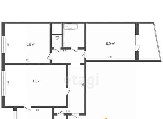 3-комн. квартира, 63.9 м2, 10/10 эт. Бийск