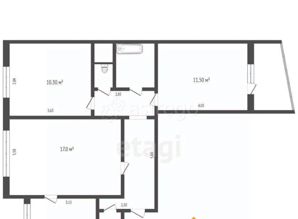 3-комн. квартира, 63.9 м2, 10/10 эт. Бийск - изображение 4