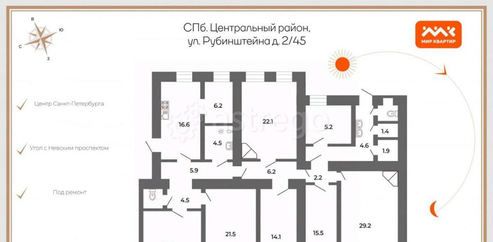 6-комн. квартира, 200.5 м2, 3/6 эт. Санкт-Петербург - изображение 3