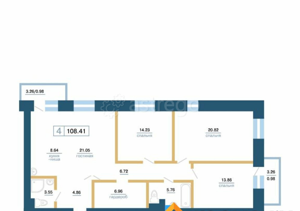 4-комн. квартира, 105.28 м2, 4/7 эт. Красноярск - изображение 1