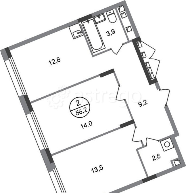 2-комн. квартира, 56 м2, 2/17 эт. Москва - изображение 1