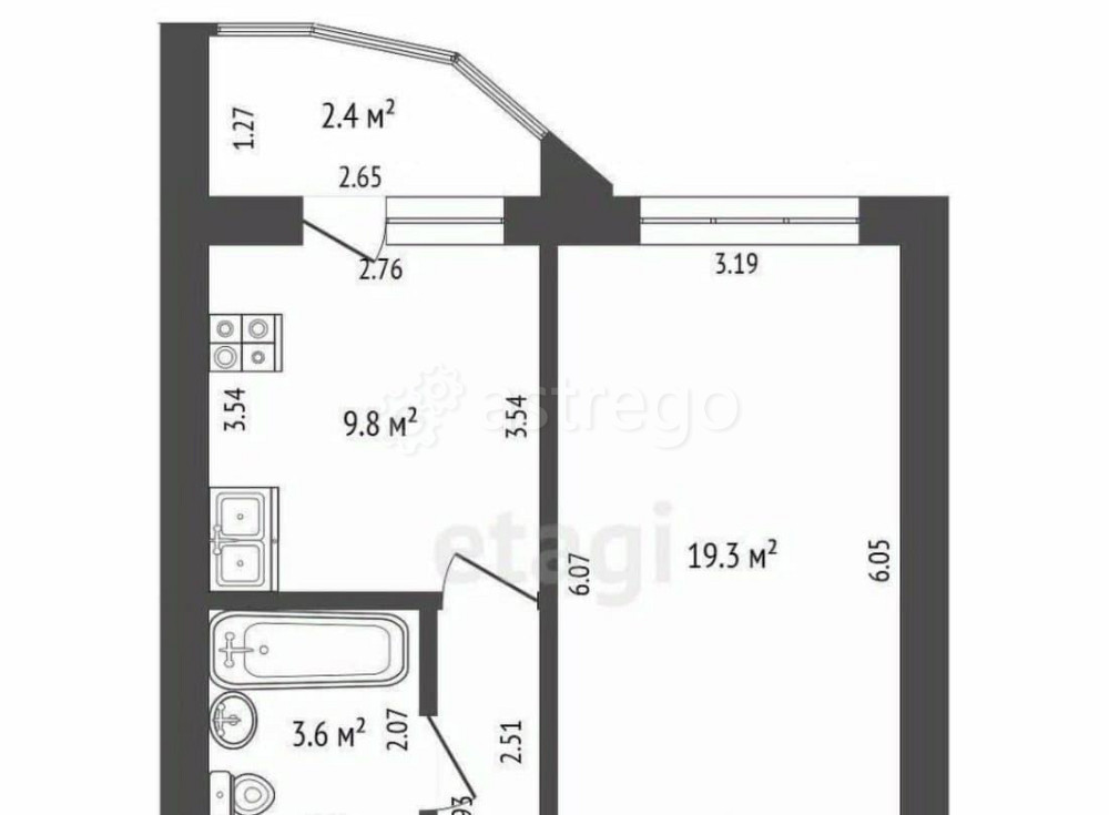 1-комн. квартира, 43.8 м2, 5/9 эт. Стерлитамак - изображение 1