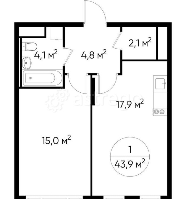 1-комн. квартира, 43 м2, 2/17 эт. Москва - изображение 1