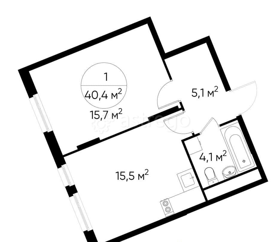 1-комн. квартира, 40 м2, 13/17 эт. Москва - изображение 1