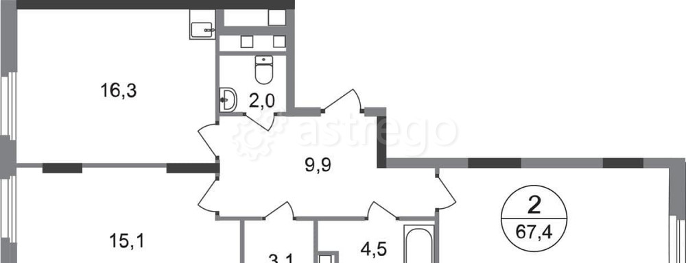 2-комн. квартира, 67 м2, 10/17 эт. Москва - изображение 1