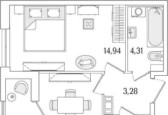 1-комн. квартира, 35.6 м2, 2/13 эт. Санкт-Петербург