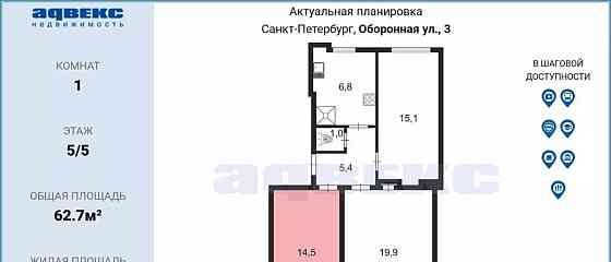 Комната, 14.5 м2, 5/5 эт. Санкт-Петербург