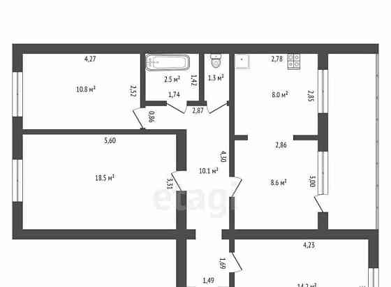 4-комн. квартира, 74 м2, 3/5 эт. Райчихинск