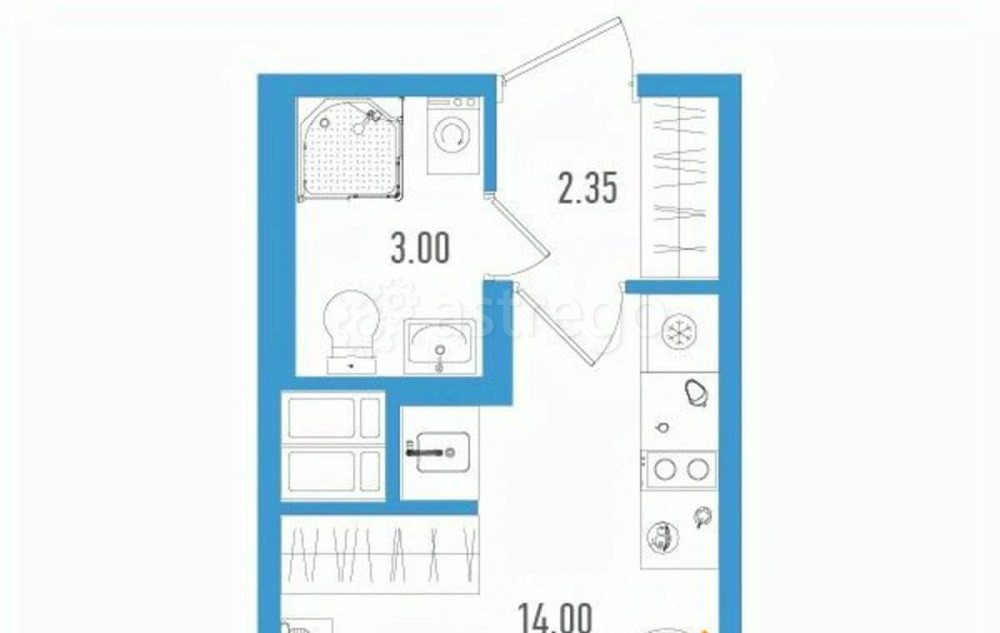 Студия, 19.35 м2, 4/25 эт. Санкт-Петербург - изображение 1