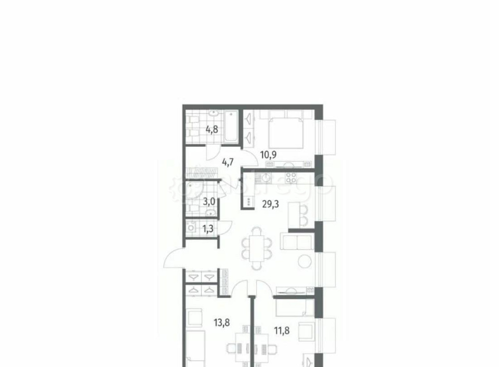 3-комн. квартира, 83.2 м2, 2/12 эт. Санкт-Петербург - изображение 6
