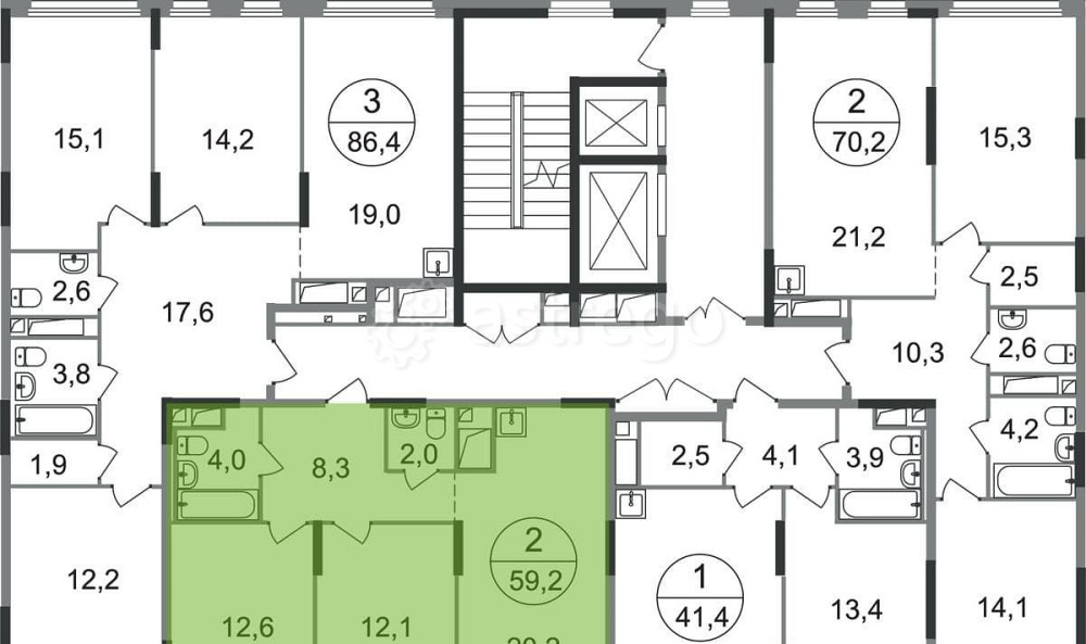 2-комн. квартира, 59 м2, 5/17 эт. Москва - изображение 5