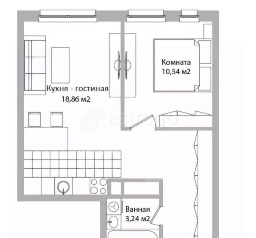 1-комн. апарт-ы, 46 м2, 4/16 эт. Мытищи - изображение 3
