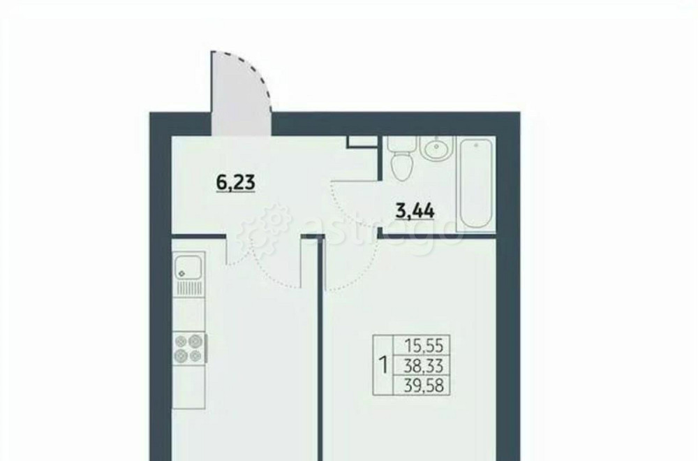 1-комн. квартира, 39.3 м2, 4/9 эт. Красноярск - изображение 1