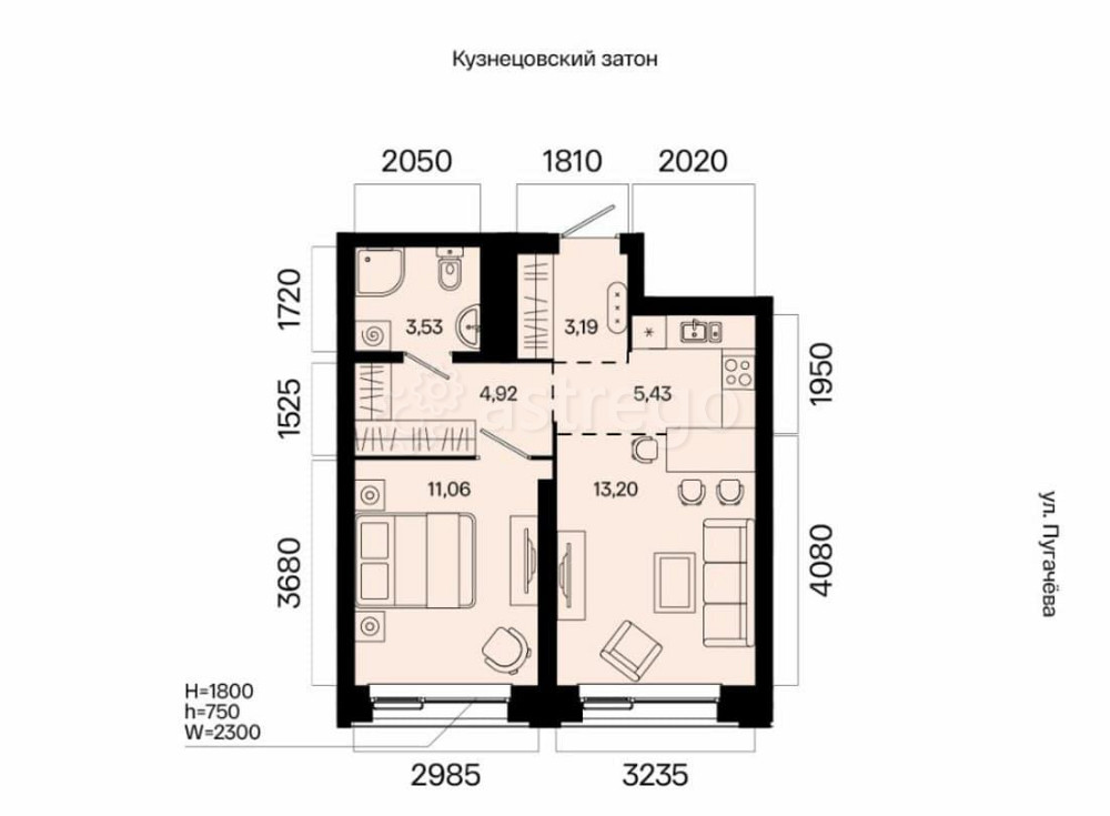 2-комн. квартира, 41.33 м2, 7/31 эт. Уфа - изображение 2