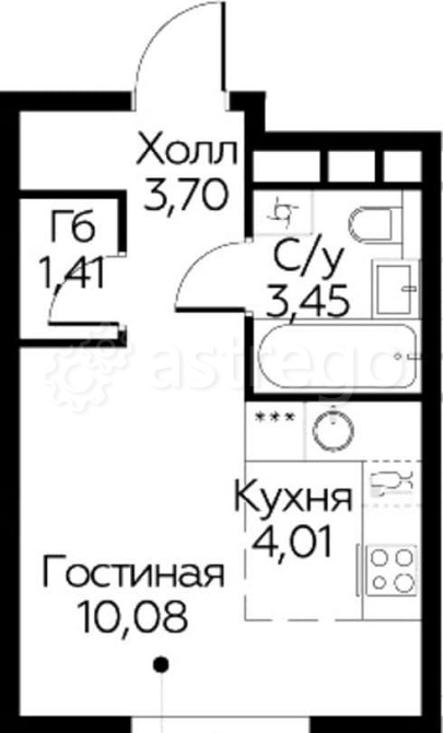 Студия, 22.65 м2, 6/14 эт. Москва - изображение 1