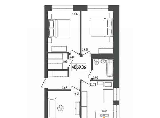 4-комн. квартира, 68.85 м2, 16/17 эт. Красноярск
