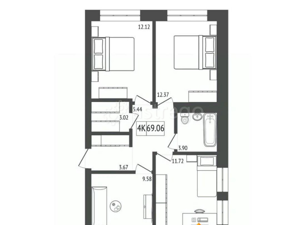 4-комн. квартира, 68.85 м2, 16/17 эт. Красноярск - изображение 1
