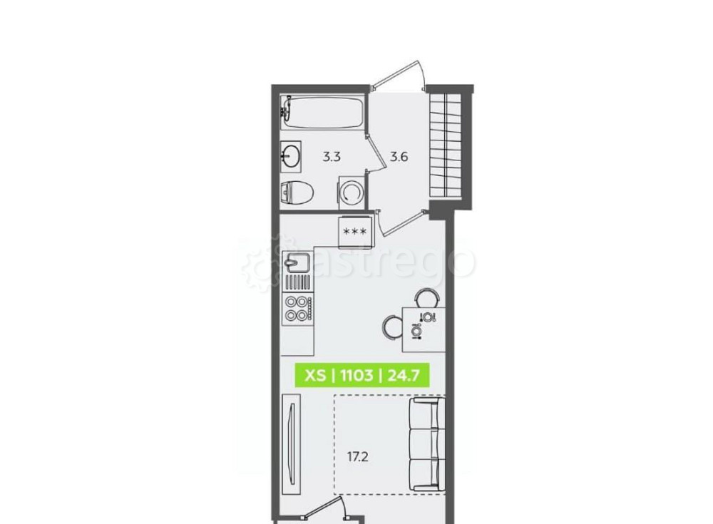 Студия, 24.7 м2, 1/13 эт. Санкт-Петербург - изображение 1