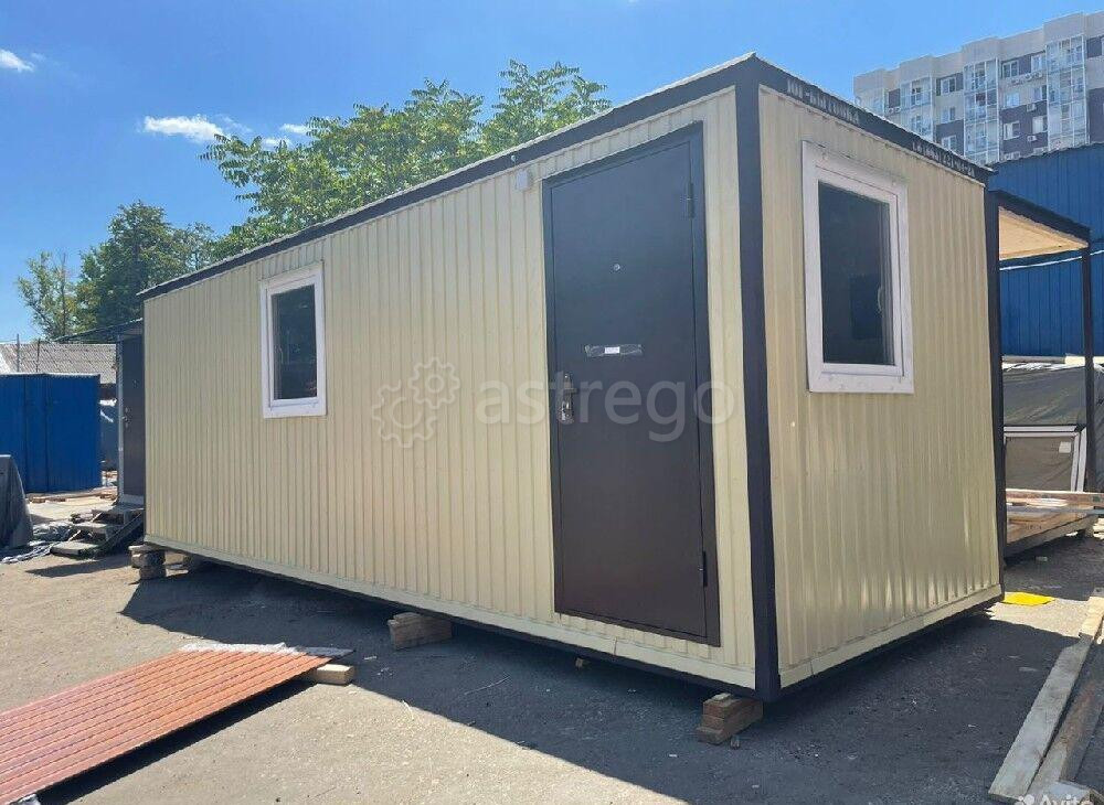 Бытовка утепленная 6х2.4х2.5 м, бежевый профнастил, два окна Краснодар - изображение 1