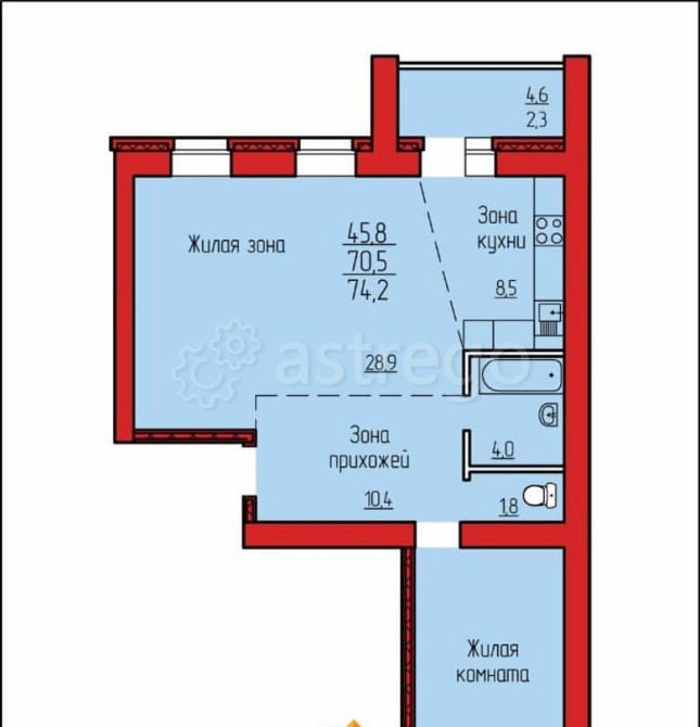 3-комн. квартира, 73.4 м2, 4/9 эт. Благовещенск - изображение 7