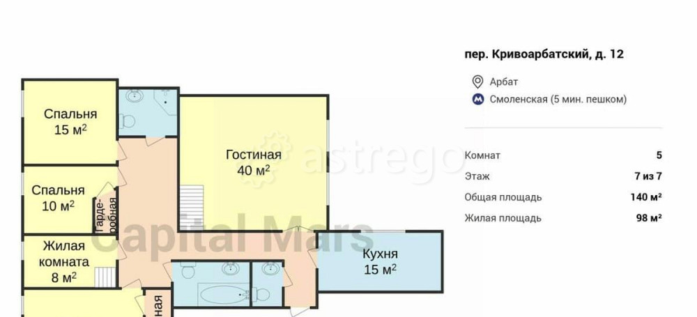5-комн. квартира, 140 м2, 7/7 эт. Москва - изображение 5
