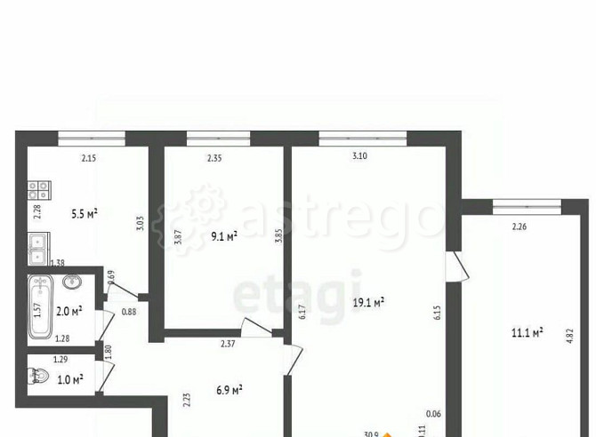 3-комн. квартира, 54.7 м2, 2/9 эт. Стерлитамак - изображение 1