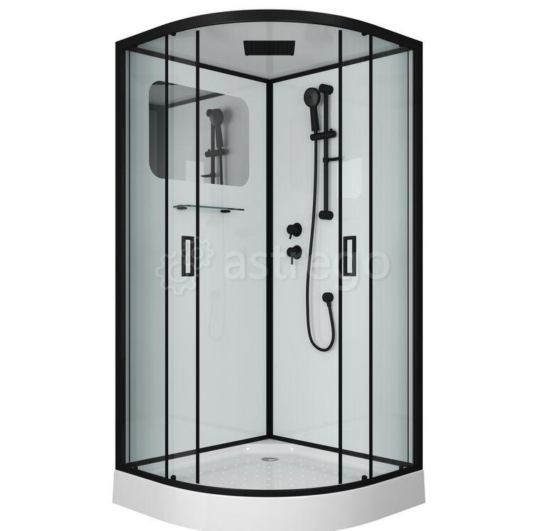 Душевая кабина NG- 6902-01 BLACK 1000х1000х2100 низкий поддон 16 см стекло ТОНИРОВАННОЕ 4 места Niag Москва - изображение 1