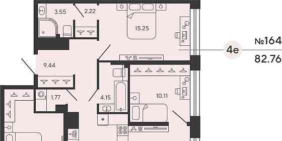 3-комн. квартира, 82.76 м2, 22/22 эт. Санкт-Петербург