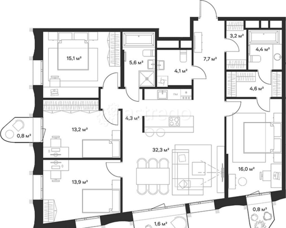 4-комн. квартира, 127.6 м2, 18/23 эт. Москва - изображение 7