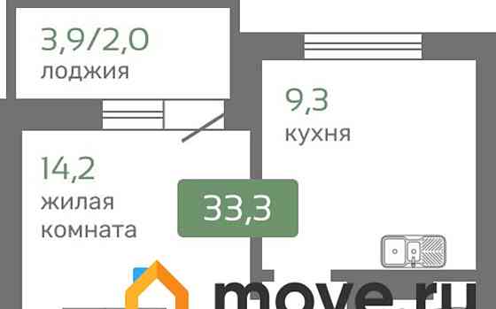 1-комн. квартира, 33.3 м2, 3/19 эт. Красноярск