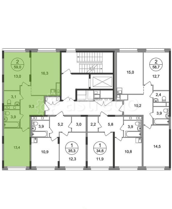 2-комн. квартира, 59 м2, 5/17 эт. Москва - изображение 4