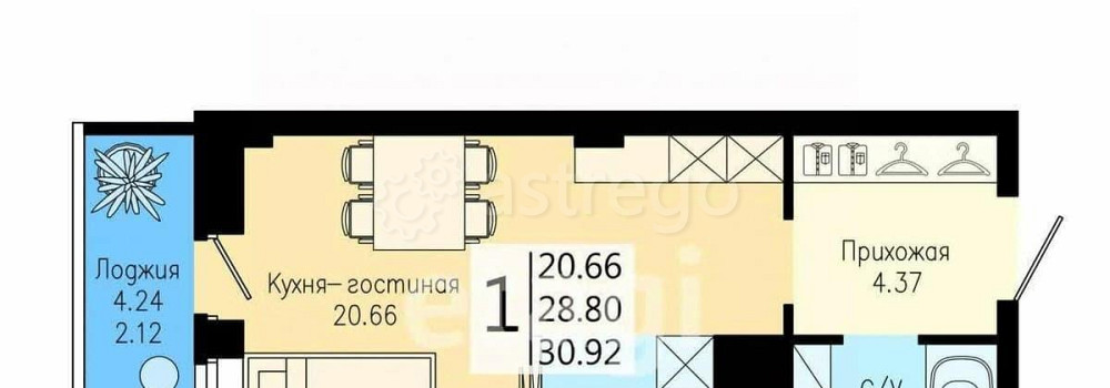 Студия, 30.9 м2, 7/25 эт. Красноярск - изображение 4