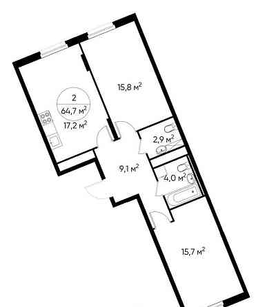 2-комн. квартира, 64 м2, 8/17 эт. Москва