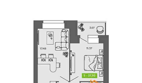 1-комн. квартира, 37.93 м2, 8/9 эт. Северодвинск