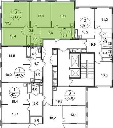 3-комн. квартира, 91 м2, 10/17 эт. Москва