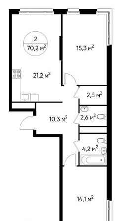 2-комн. квартира, 70 м2, 16/17 эт. Москва