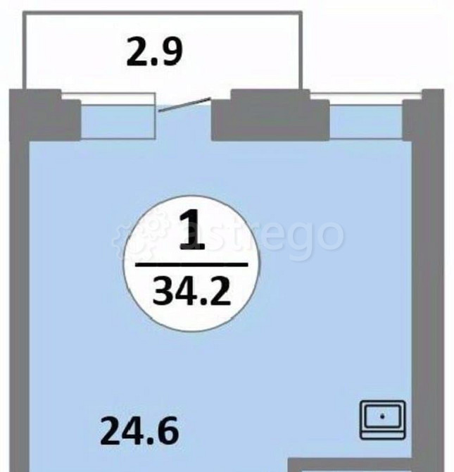 Студия, 34.2 м2, 5/14 эт. Красноярск - изображение 1