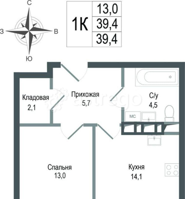 1-комн. квартира, 39.4 м2, 2/8 эт. Королев - изображение 1