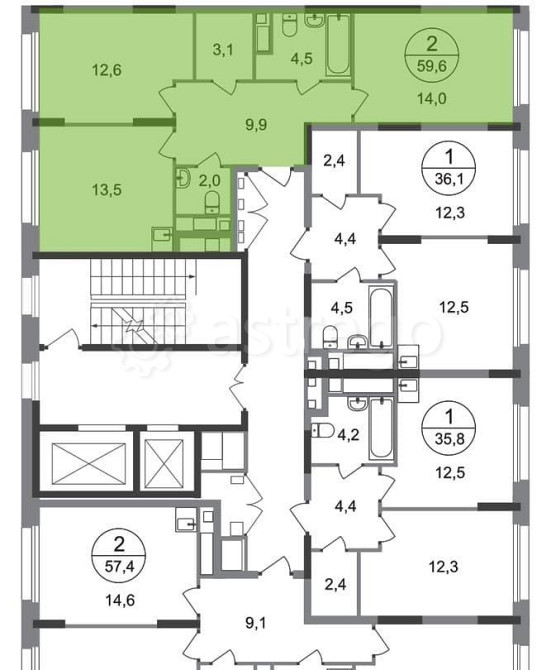 2-комн. квартира, 59 м2, 4/17 эт. Москва - изображение 4