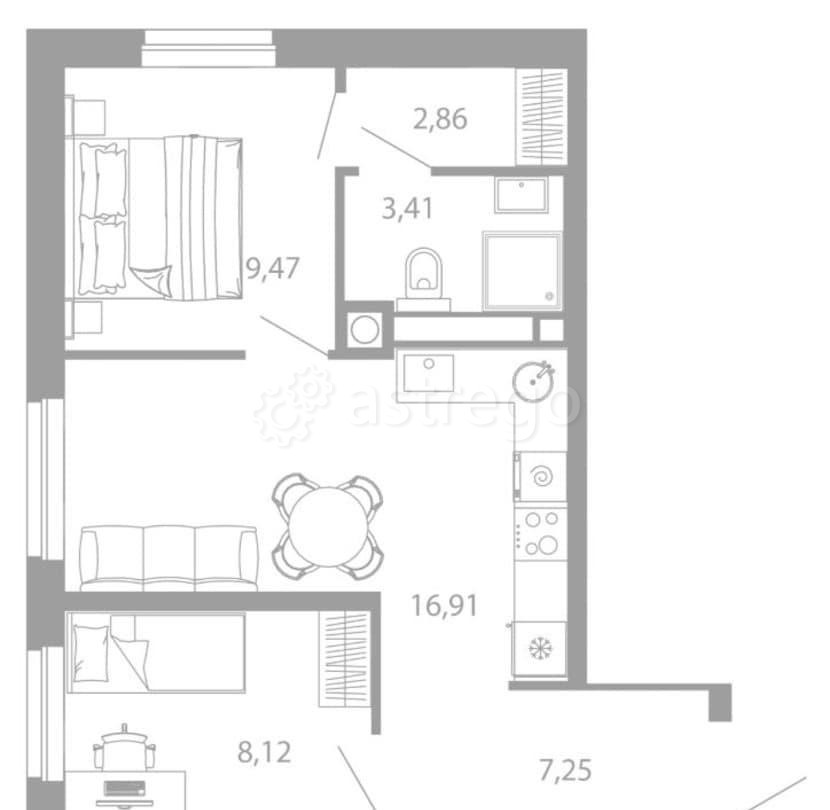 3-комн. квартира, 63.39 м2, 8/26 эт. Астрахань - изображение 1