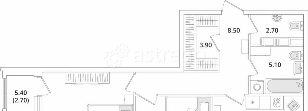 2-комн. квартира, 68.8 м2, 7/13 эт. Санкт-Петербург - изображение 1
