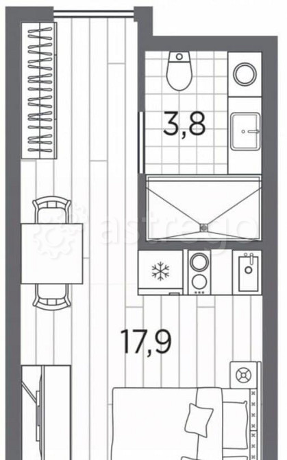 1-комн. апарт-ы, 21.7 м2, 4/13 эт. Санкт-Петербург - изображение 1