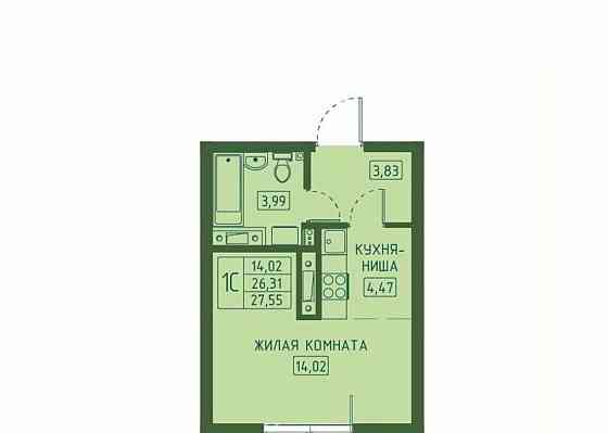 Студия, 27.55 м2, 3/23 эт. Красноярск