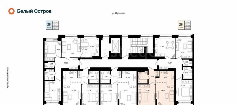 2-комн. квартира, 39.98 м2, 4/31 эт. Уфа - изображение 1